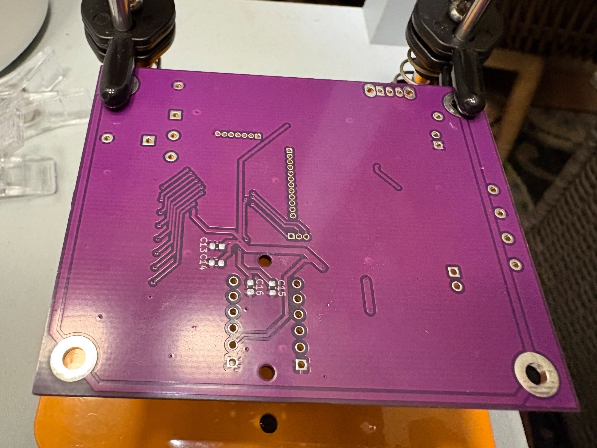 Back side of the Alarm Board group project PCB